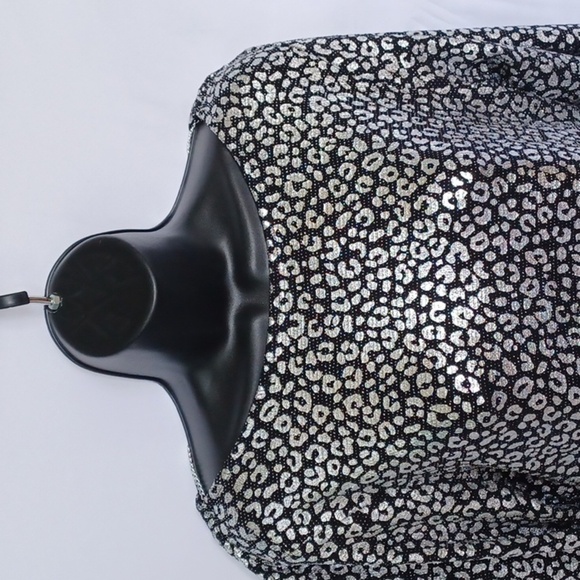 MICHAEL KORS Metallic Animal Print Midi Dress, back collar detail - Picture 2 of 7